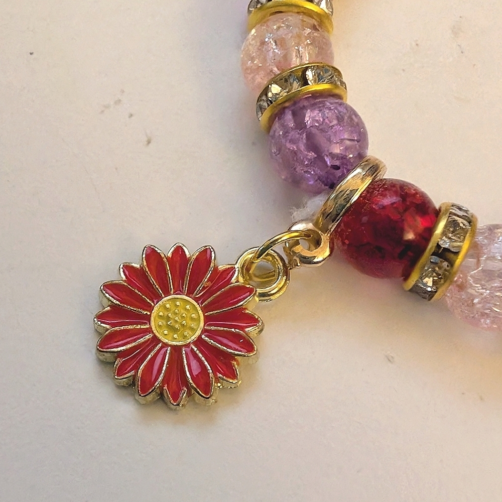 Handmade Glass Kawaii Hello Kitty Beaded Charm Bracelet - Picture 2 of 7